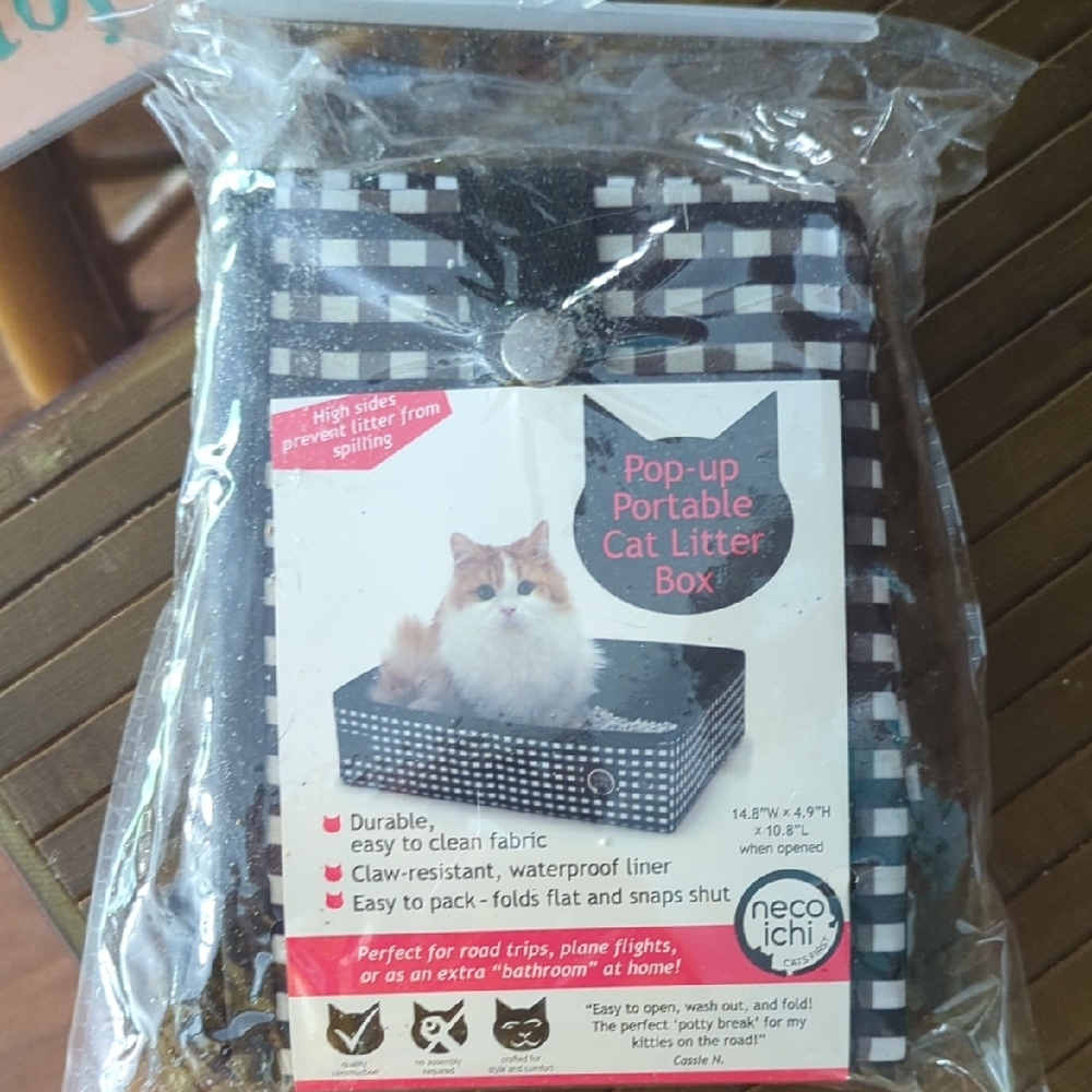 Nepoichi Plaid Portable Cat Litter Box Travel New Foldable